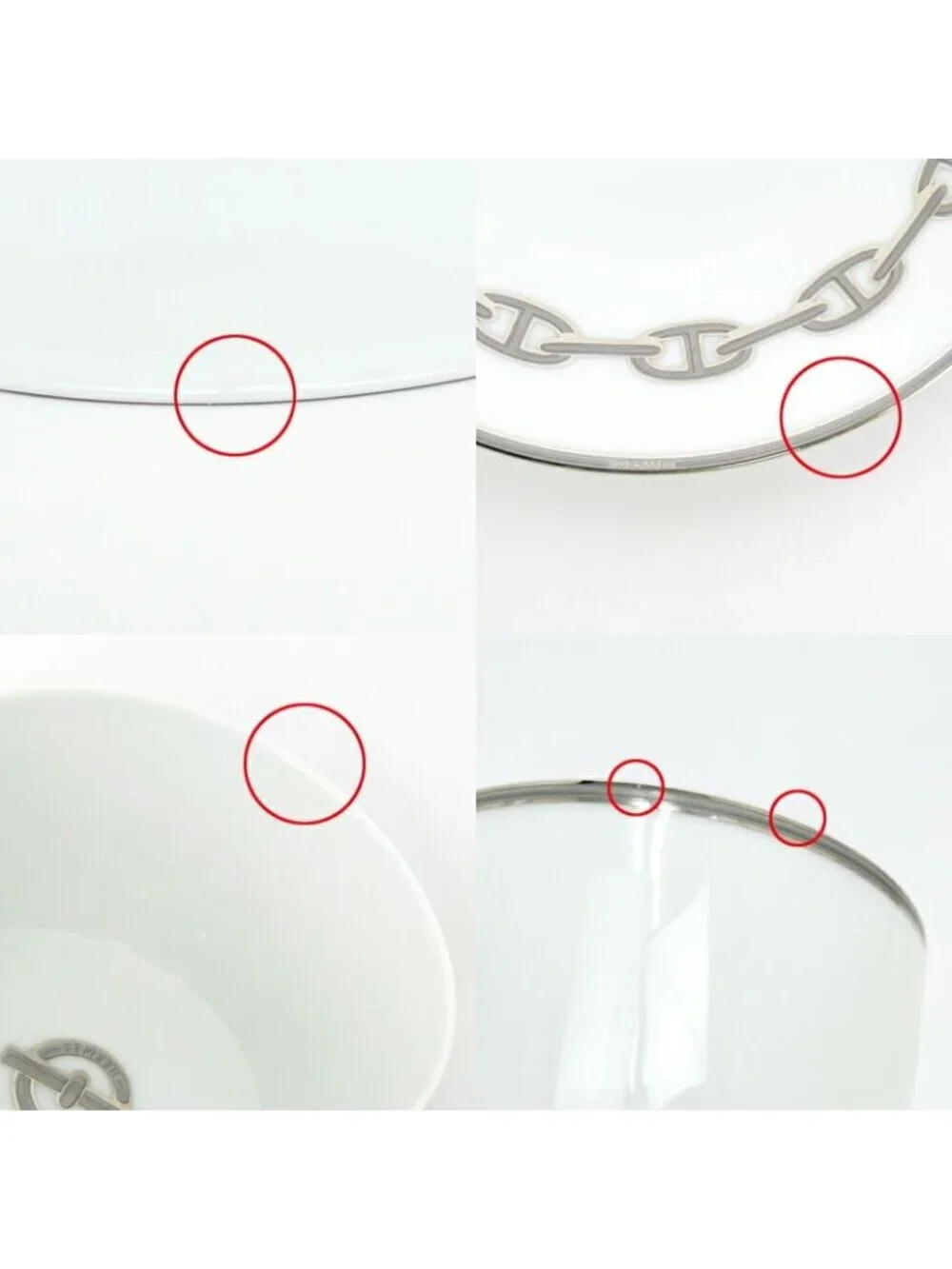 Hermes Tea Cup & Saucer Chaine D'Ancre 2-customer Set White Platinum